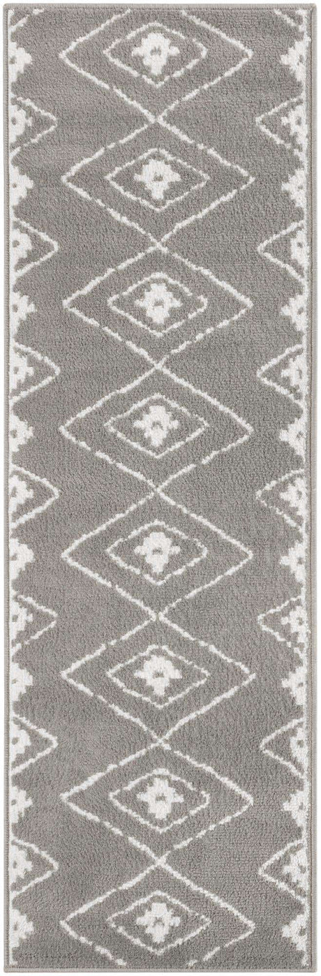 Gray 2' x 6' 1 Norge Runner Area Rug 100% Polypropylene Easy Clean Non Shed Stain Resistant Modern Carpet for Home Interior Design for Sale at Rug Engine