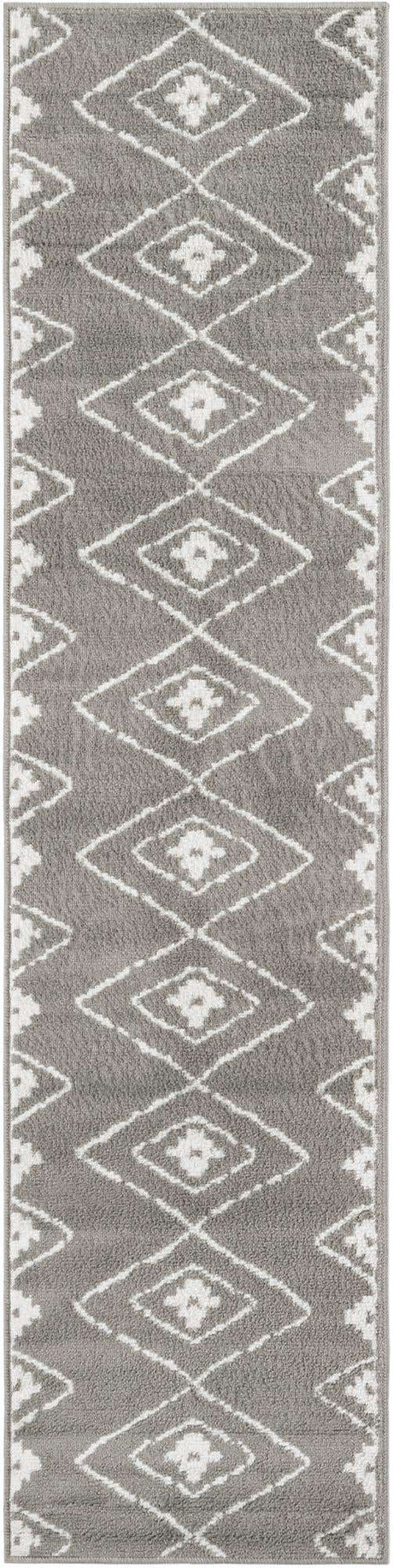 Gray 2' x 8' Norge Runner Area Rug 100% Polypropylene Easy Clean Non Shed Stain Resistant Modern Carpet for Home Interior Design for Sale at Rug Engine