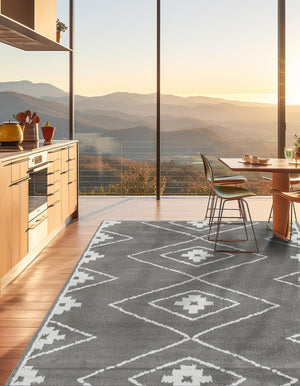 Gray 10' x 10' Norge Square Area Rug 100% Polypropylene Easy Clean Non Shed Stain Resistant Modern Carpet for Home Interior Design for Sale at Rug Engine