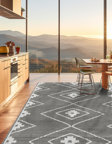 Gray 10' x 10' Norge Square Area Rug 100% Polypropylene Easy Clean Non Shed Stain Resistant Modern Carpet for Home Interior Design for Sale at Rug Engine