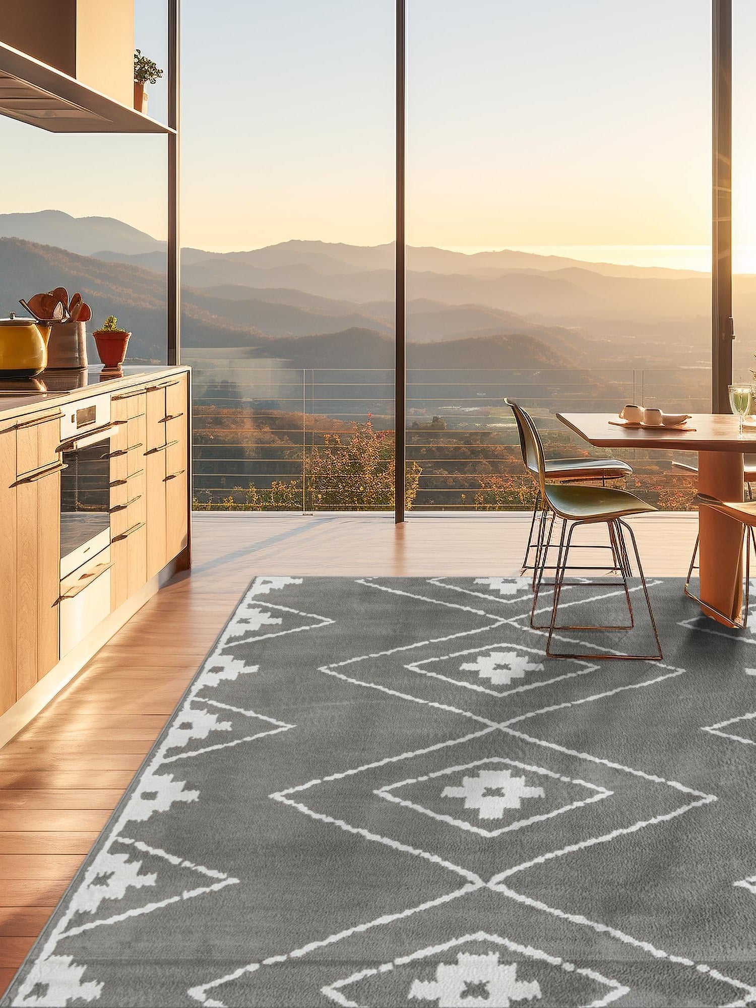 Gray 7' 10 x 7' 10 Norge Square Area Rug 100% Polypropylene Easy Clean Non Shed Stain Resistant Modern Carpet for Home Interior Design for Sale at Rug Engine