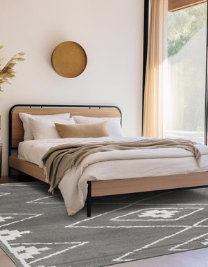 Gray 10' x 10' Norge Square Area Rug 100% Polypropylene Easy Clean Non Shed Stain Resistant Modern Carpet for Home Interior Design for Sale at Rug Engine