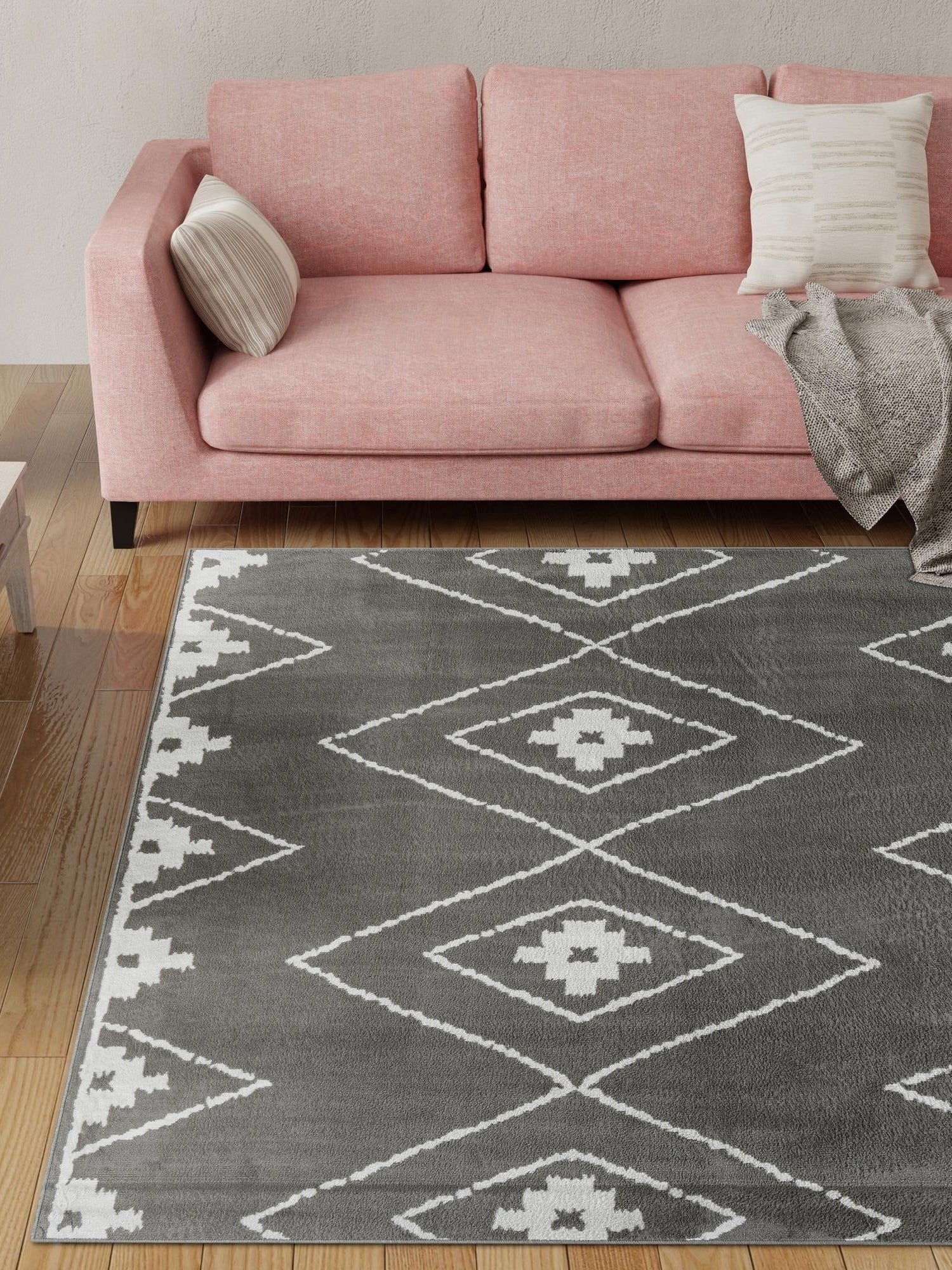 Gray 7' 10 x 7' 10 Norge Square Area Rug 100% Polypropylene Easy Clean Non Shed Stain Resistant Modern Carpet for Home Interior Design for Sale at Rug Engine