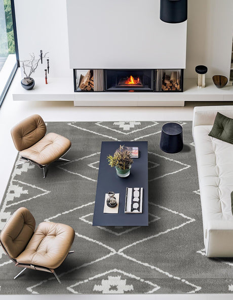 Gray 10' x 10' Norge Square Area Rug 100% Polypropylene Easy Clean Non Shed Stain Resistant Modern Carpet for Home Interior Design for Sale at Rug Engine