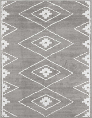 Gray 7' 10 x 10' Norge Rectangle Area Rug 100% Polypropylene Easy Clean Non Shed Stain Resistant Modern Carpet for Home Interior Design for Sale at Rug Engine
