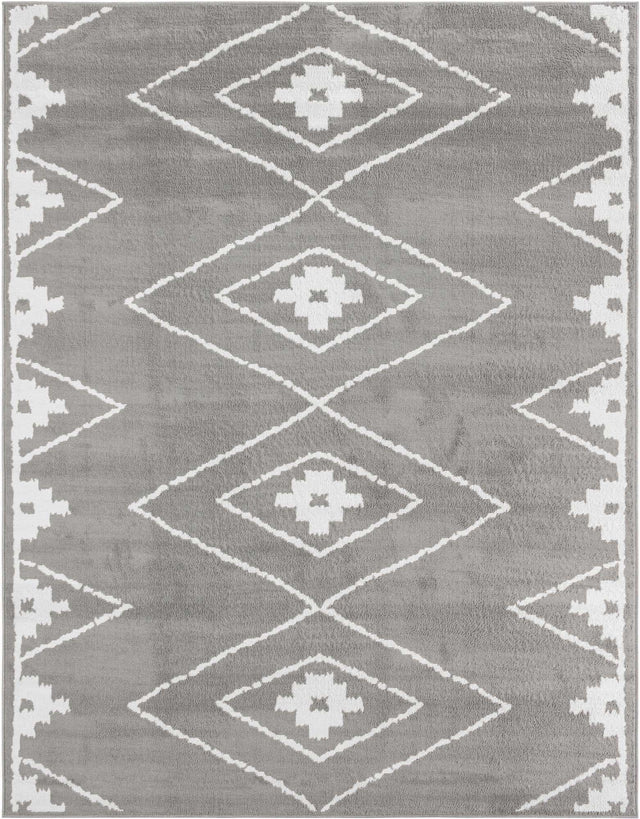 Gray 7' 10 x 10' Norge Rectangle Area Rug 100% Polypropylene Easy Clean Non Shed Stain Resistant Modern Carpet for Home Interior Design for Sale at Rug Engine