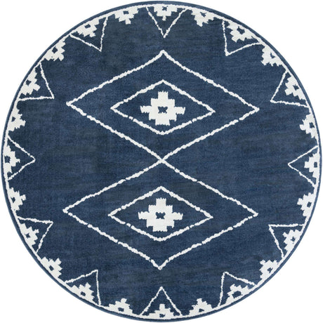 Blue 10' x 10' Norge Round Area Rug 100% Polypropylene Easy Clean Non Shed Stain Resistant Modern Carpet for Home Interior Design for Sale at Rug Engine