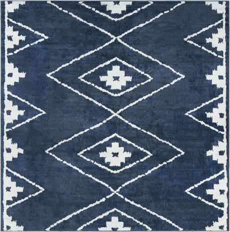 Blue 10' x 10' Norge Square Area Rug 100% Polypropylene Easy Clean Non Shed Stain Resistant Modern Carpet for Home Interior Design for Sale at Rug Engine