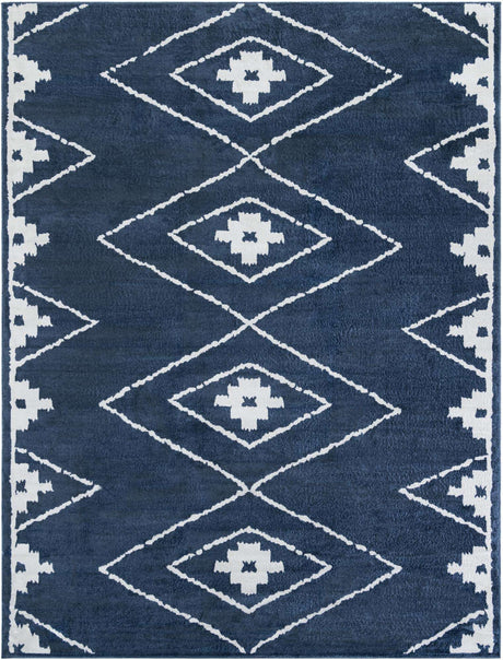 Blue 10' x 13' 1 Norge Rectangle Area Rug 100% Polypropylene Easy Clean Non Shed Stain Resistant Modern Carpet for Home Interior Design for Sale at Rug Engine