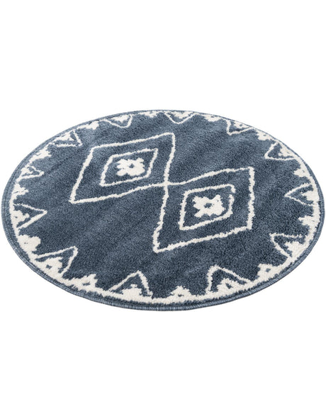 Blue 3' 1 x 3' 1 Norge Round Area Rug 100% Polypropylene Easy Clean Non Shed Stain Resistant Modern Carpet for Home Interior Design for Sale at Rug Engine