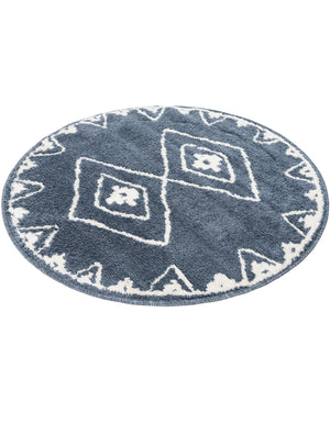 Blue 3' 1 x 3' 1 Norge Round Area Rug 100% Polypropylene Easy Clean Non Shed Stain Resistant Modern Carpet for Home Interior Design for Sale at Rug Engine