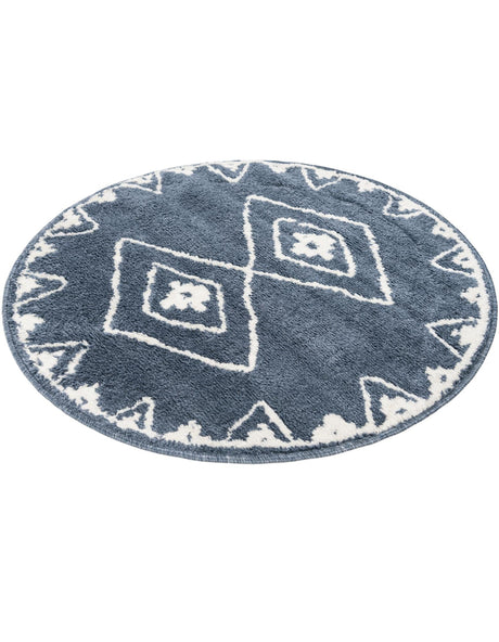 Blue 3' 1 x 3' 1 Norge Round Area Rug 100% Polypropylene Easy Clean Non Shed Stain Resistant Modern Carpet for Home Interior Design for Sale at Rug Engine