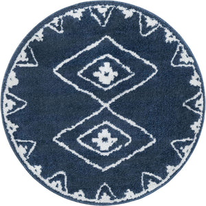 Blue 3' 1 x 3' 1 Norge Round Area Rug 100% Polypropylene Easy Clean Non Shed Stain Resistant Modern Carpet for Home Interior Design for Sale at Rug Engine