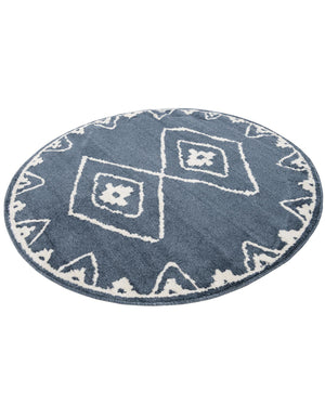 Blue 4' 1 x 4' 1 Norge Round Area Rug 100% Polypropylene Easy Clean Non Shed Stain Resistant Modern Carpet for Home Interior Design for Sale at Rug Engine