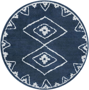 Blue 4' 1 x 4' 1 Norge Round Area Rug 100% Polypropylene Easy Clean Non Shed Stain Resistant Modern Carpet for Home Interior Design for Sale at Rug Engine