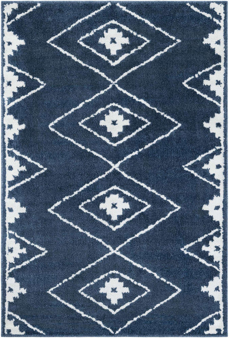 Blue 4' 1 x 6' 1 Norge Rectangle Area Rug 100% Polypropylene Easy Clean Non Shed Stain Resistant Modern Carpet for Home Interior Design for Sale at Rug Engine