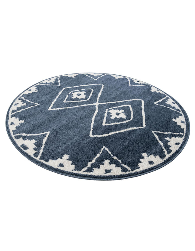 Blue 5' 1 x 5' 1 Norge Round Area Rug 100% Polypropylene Easy Clean Non Shed Stain Resistant Modern Carpet for Home Interior Design for Sale at Rug Engine