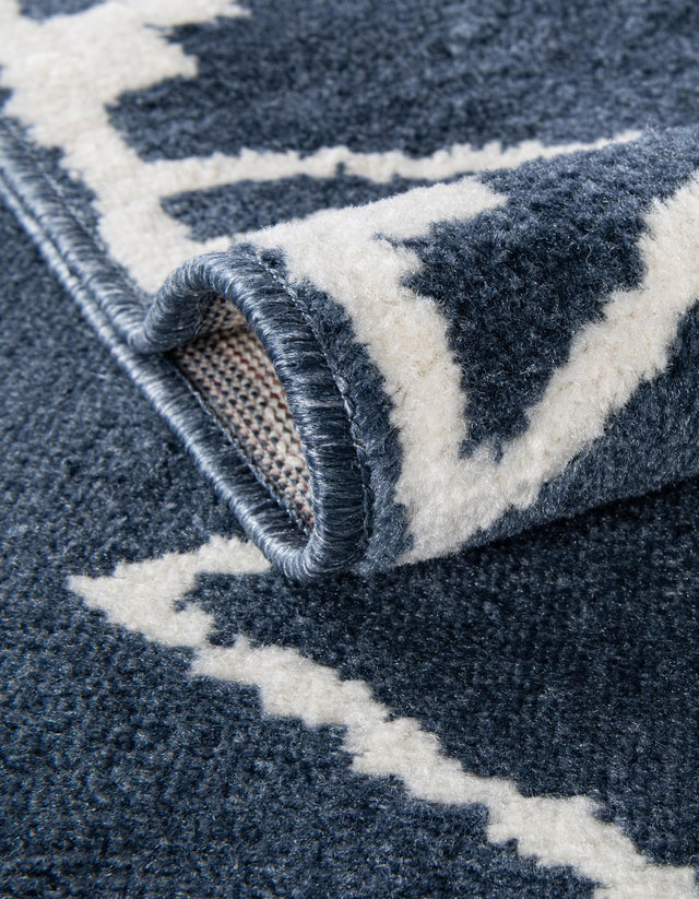Blue 4' 1 x 4' 1 Norge Round Area Rug 100% Polypropylene Easy Clean Non Shed Stain Resistant Modern Carpet for Home Interior Design for Sale at Rug Engine