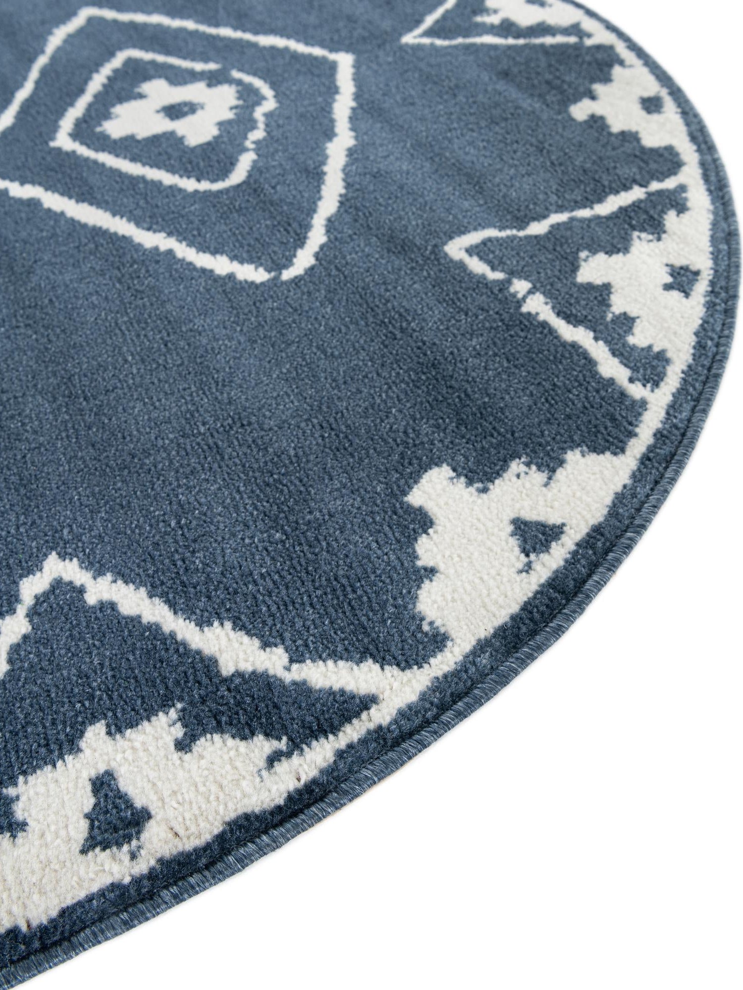 Blue 7' 10 x 7' 10 Norge Round Area Rug 100% Polypropylene Easy Clean Non Shed Stain Resistant Modern Carpet for Home Interior Design for Sale at Rug Engine