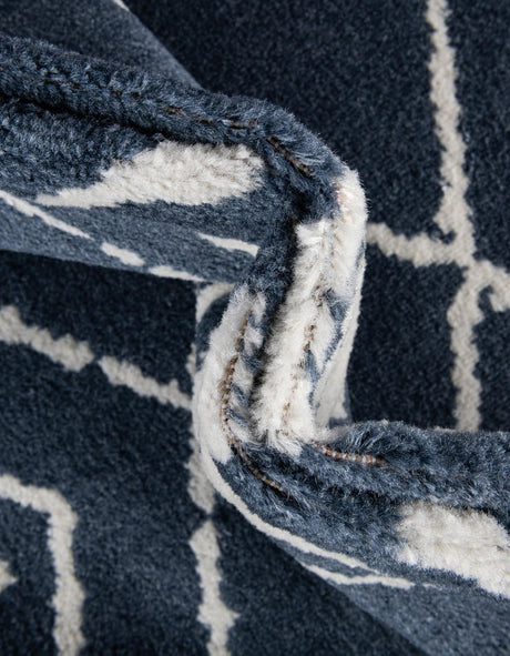 Blue 3' 1 x 3' 1 Norge Round Area Rug 100% Polypropylene Easy Clean Non Shed Stain Resistant Modern Carpet for Home Interior Design for Sale at Rug Engine