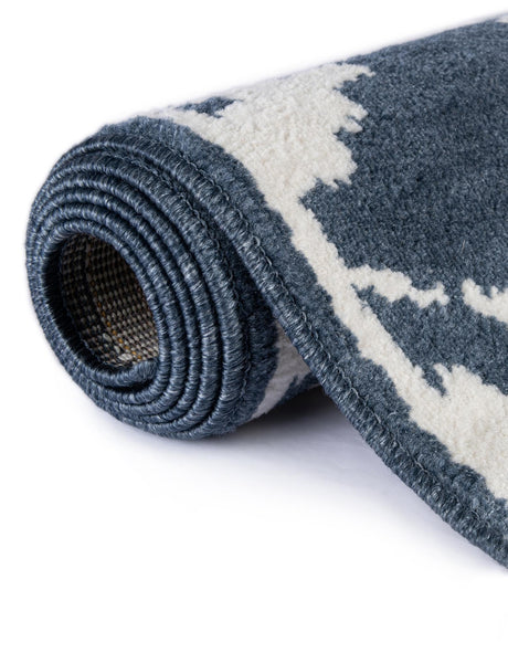 Blue 4' 1 x 4' 1 Norge Round Area Rug 100% Polypropylene Easy Clean Non Shed Stain Resistant Modern Carpet for Home Interior Design for Sale at Rug Engine
