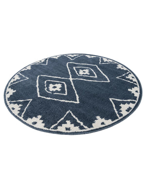 Blue 5' 1 x 5' 1 Norge Round Area Rug 100% Polypropylene Easy Clean Non Shed Stain Resistant Modern Carpet for Home Interior Design for Sale at Rug Engine