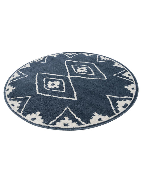 Blue 5' 1 x 5' 1 Norge Round Area Rug 100% Polypropylene Easy Clean Non Shed Stain Resistant Modern Carpet for Home Interior Design for Sale at Rug Engine