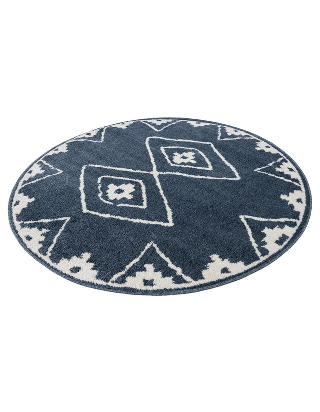 Blue 5' 1 x 5' 1 Norge Round Area Rug 100% Polypropylene Easy Clean Non Shed Stain Resistant Modern Carpet for Home Interior Design for Sale at Rug Engine