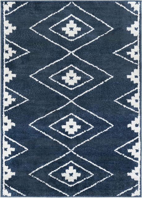 Blue 5' 1 x 7' 1 Norge Rectangle Area Rug 100% Polypropylene Easy Clean Non Shed Stain Resistant Modern Carpet for Home Interior Design for Sale at Rug Engine