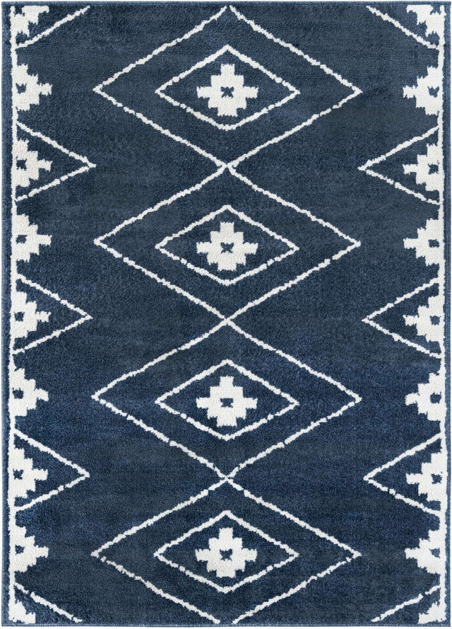 Blue 5' 1 x 7' 1 Norge Rectangle Area Rug 100% Polypropylene Easy Clean Non Shed Stain Resistant Modern Carpet for Home Interior Design for Sale at Rug Engine