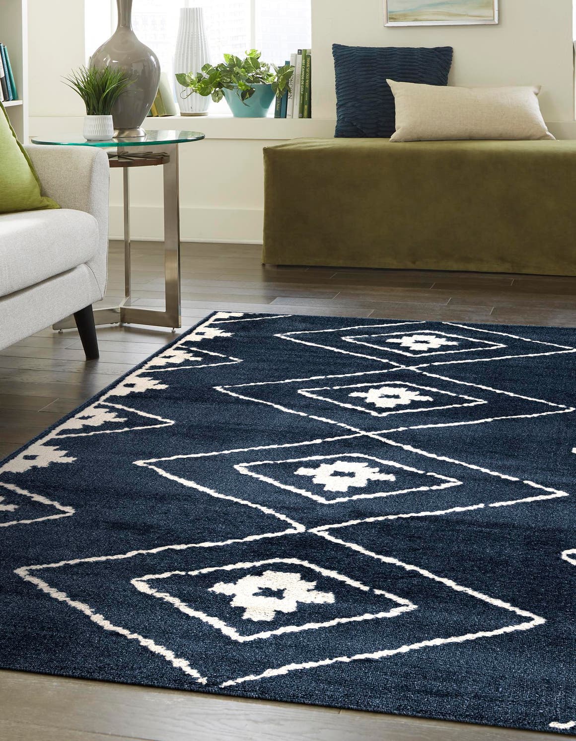 Blue 5' 1 x 7' 1 Norge Rectangle Area Rug 100% Polypropylene Easy Clean Non Shed Stain Resistant Modern Carpet for Home Interior Design for Sale at Rug Engine