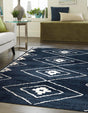 Blue 5' 1 x 8' Norge Rectangle Area Rug 100% Polypropylene Easy Clean Non Shed Stain Resistant Modern Carpet for Home Interior Design for Sale at Rug Engine