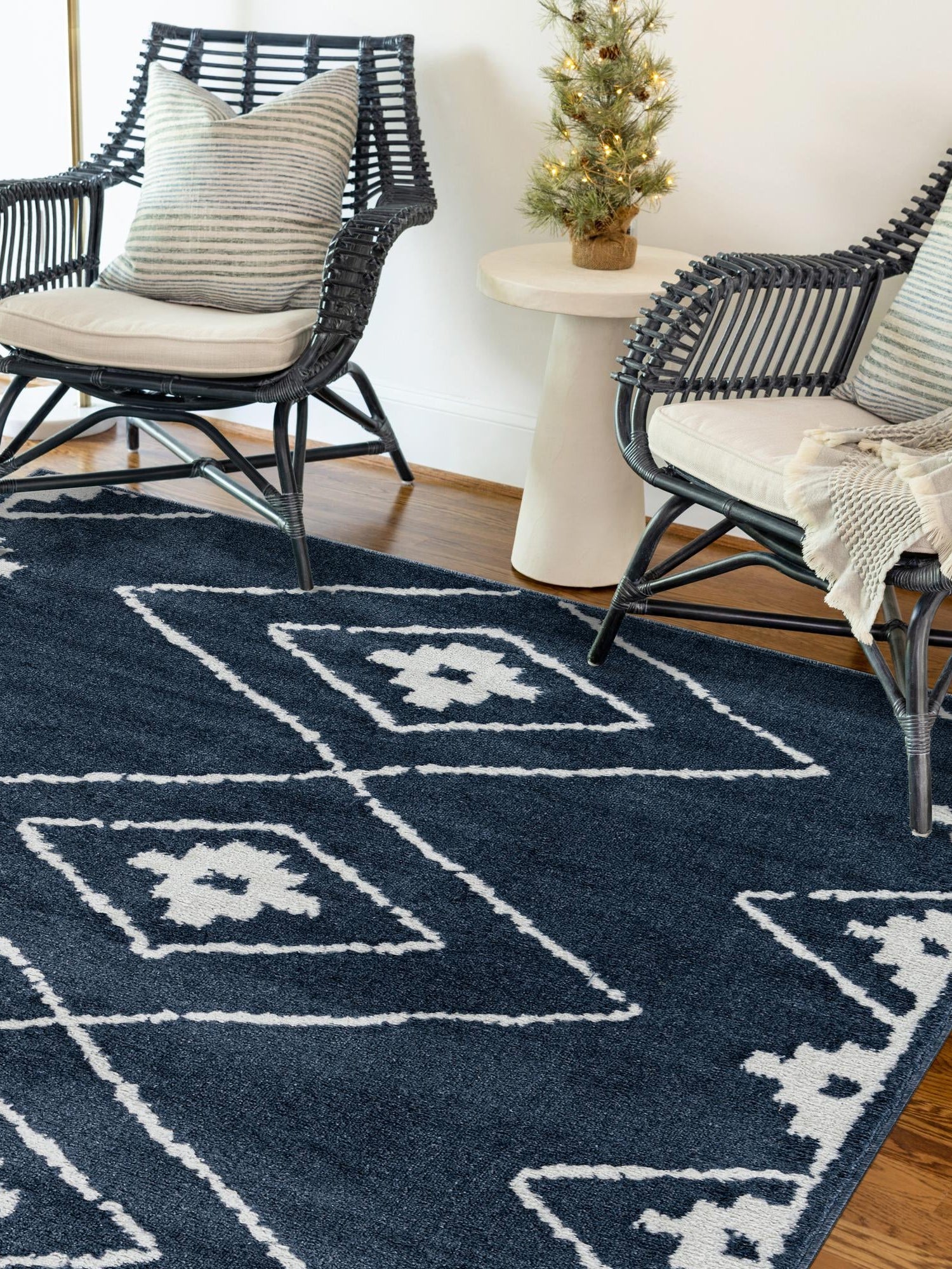Blue 5' 1 x 8' Norge Rectangle Area Rug 100% Polypropylene Easy Clean Non Shed Stain Resistant Modern Carpet for Home Interior Design for Sale at Rug Engine