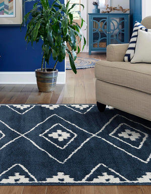 Blue 7' 10 x 10' Norge Rectangle Area Rug 100% Polypropylene Easy Clean Non Shed Stain Resistant Modern Carpet for Home Interior Design for Sale at Rug Engine