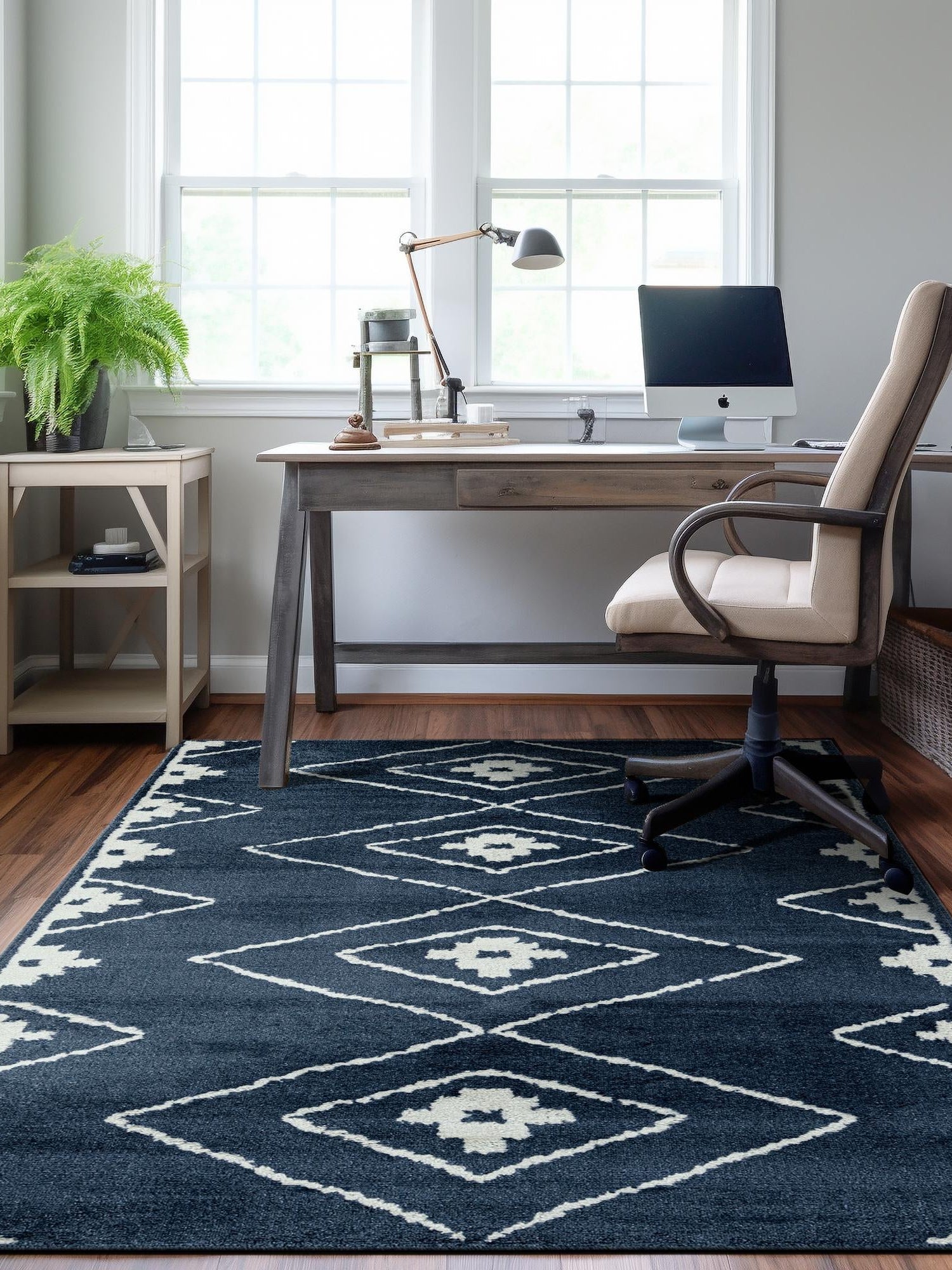 Blue 7' 10 x 10' Norge Rectangle Area Rug 100% Polypropylene Easy Clean Non Shed Stain Resistant Modern Carpet for Home Interior Design for Sale at Rug Engine