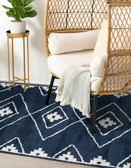 Blue 4' 1 x 6' 1 Norge Rectangle Area Rug 100% Polypropylene Easy Clean Non Shed Stain Resistant Modern Carpet for Home Interior Design for Sale at Rug Engine