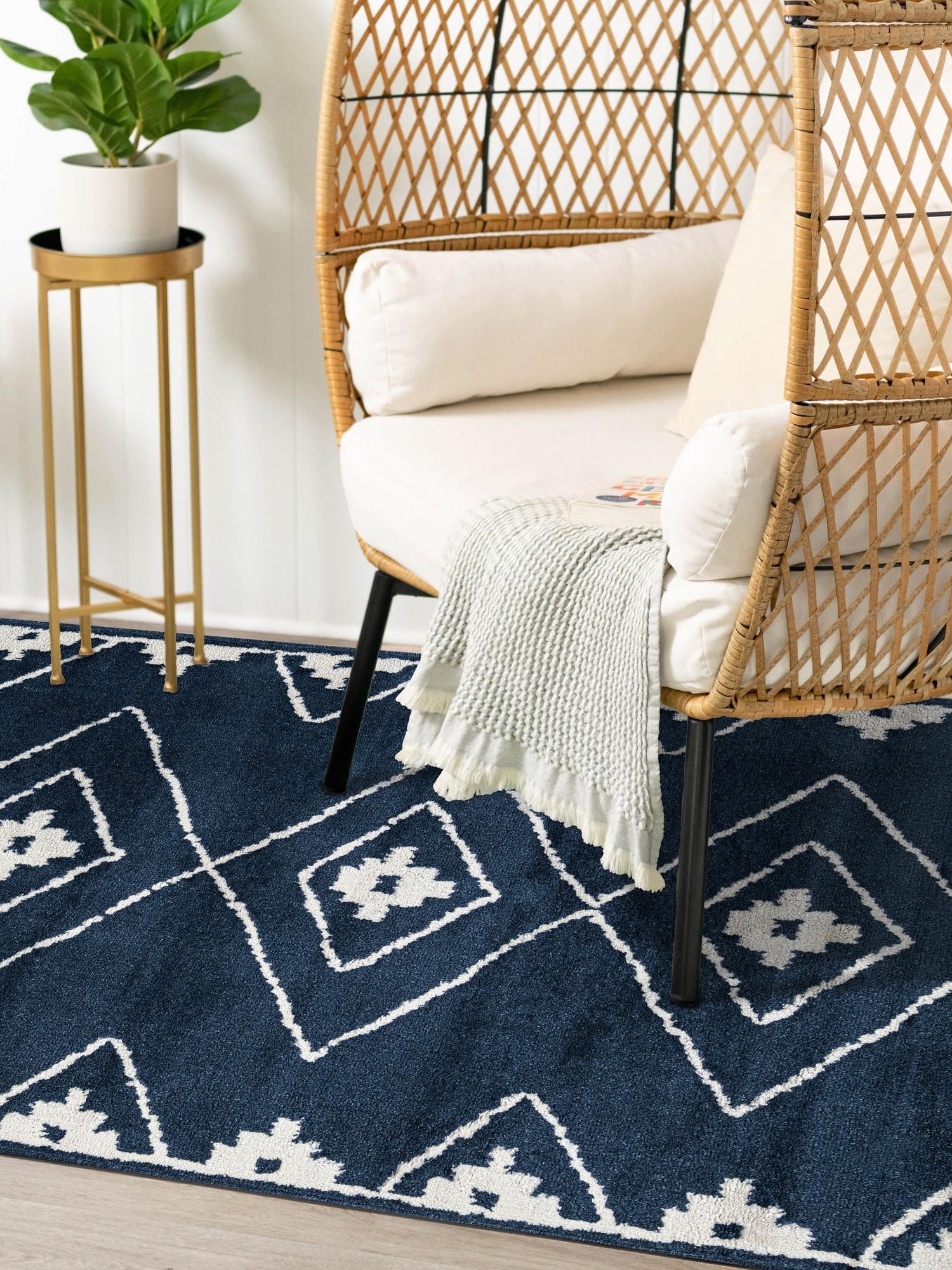 Blue 7' 10 x 10' Norge Rectangle Area Rug 100% Polypropylene Easy Clean Non Shed Stain Resistant Modern Carpet for Home Interior Design for Sale at Rug Engine