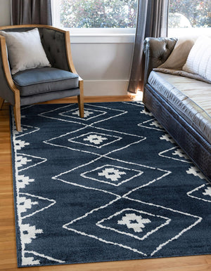 Blue 9' x 12' Norge Rectangle Area Rug 100% Polypropylene Easy Clean Non Shed Stain Resistant Modern Carpet for Home Interior Design for Sale at Rug Engine