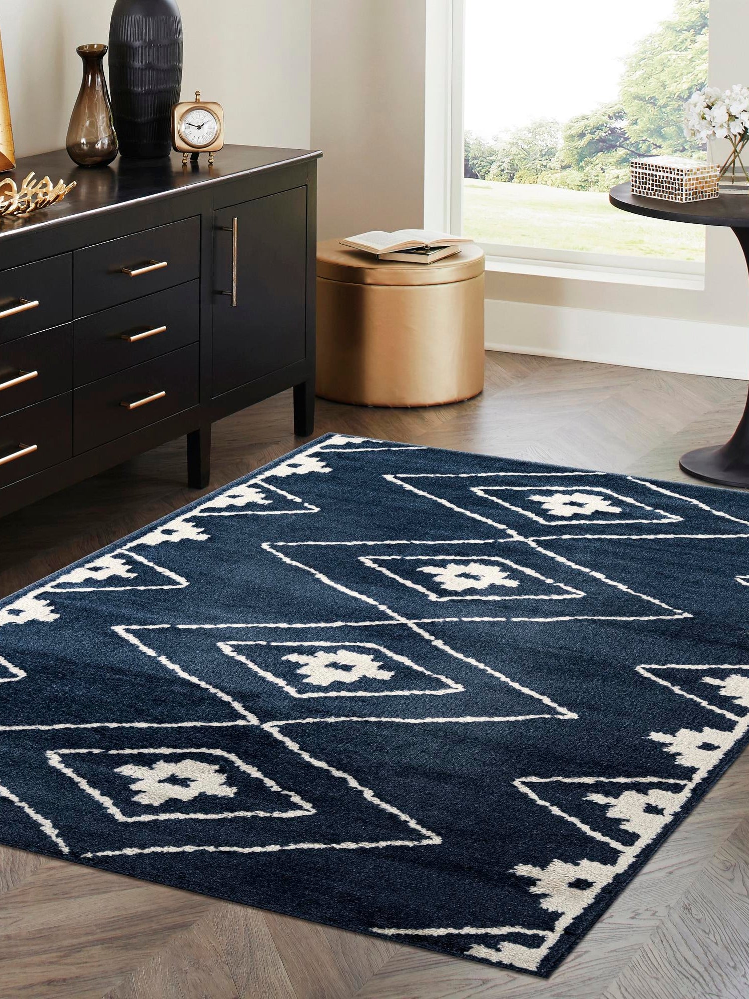 Blue 9' x 12' Norge Rectangle Area Rug 100% Polypropylene Easy Clean Non Shed Stain Resistant Modern Carpet for Home Interior Design for Sale at Rug Engine