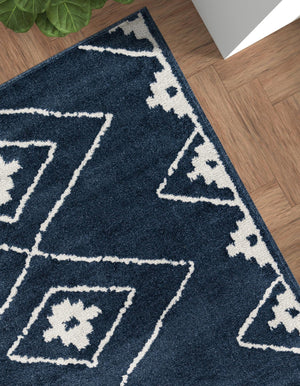 Blue 9' x 12' Norge Rectangle Area Rug 100% Polypropylene Easy Clean Non Shed Stain Resistant Modern Carpet for Home Interior Design for Sale at Rug Engine
