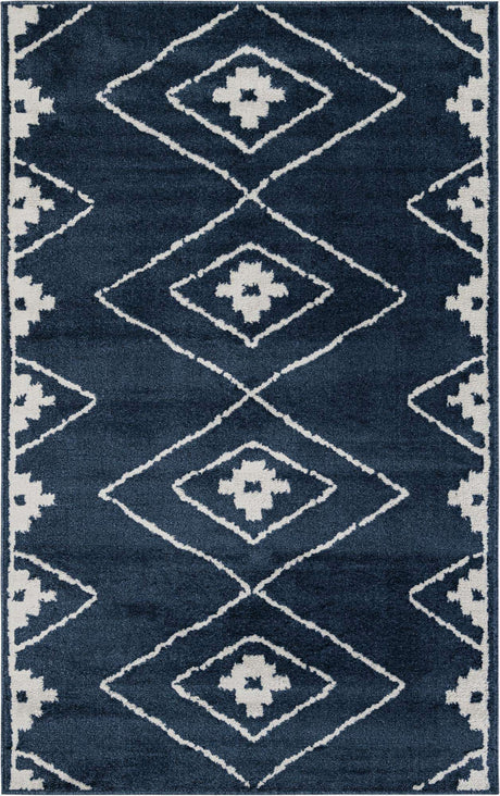 Blue 5' 1 x 8' Norge Rectangle Area Rug 100% Polypropylene Easy Clean Non Shed Stain Resistant Modern Carpet for Home Interior Design for Sale at Rug Engine