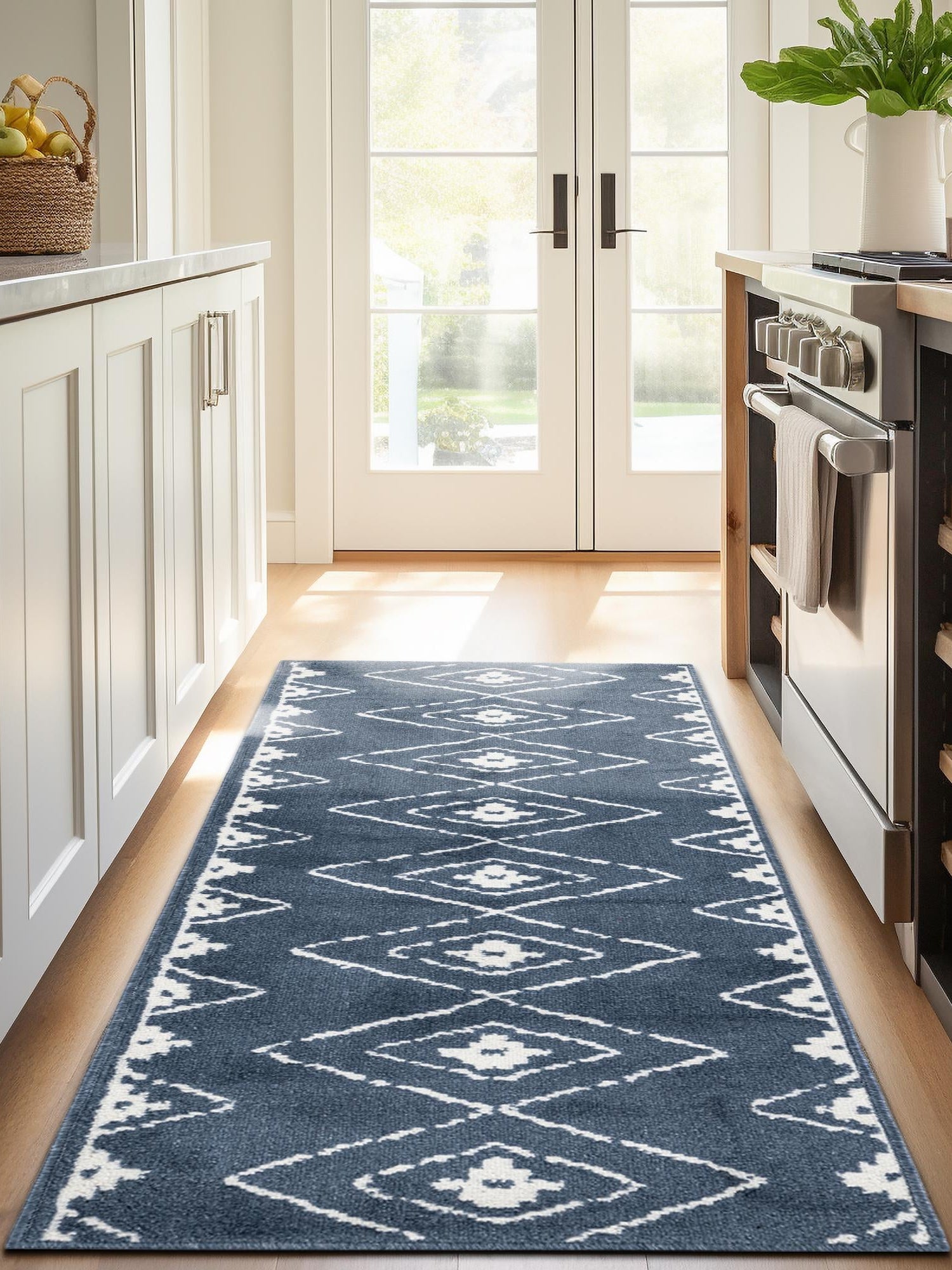 Blue 2' x 6' 1 Norge Runner Area Rug 100% Polypropylene Easy Clean Non Shed Stain Resistant Modern Carpet for Home Interior Design for Sale at Rug Engine