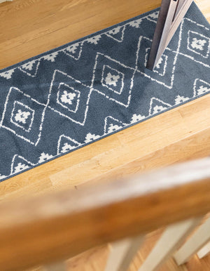 Blue 2' x 8' Norge Runner Area Rug 100% Polypropylene Easy Clean Non Shed Stain Resistant Modern Carpet for Home Interior Design for Sale at Rug Engine