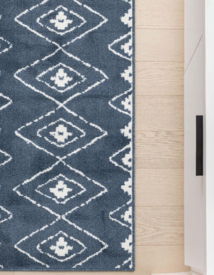 Blue 2' x 8' Norge Runner Area Rug 100% Polypropylene Easy Clean Non Shed Stain Resistant Modern Carpet for Home Interior Design for Sale at Rug Engine