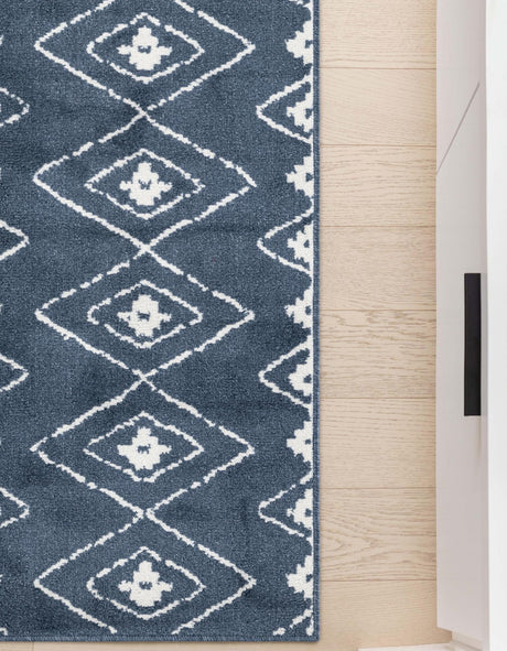 Blue 2' x 8' Norge Runner Area Rug 100% Polypropylene Easy Clean Non Shed Stain Resistant Modern Carpet for Home Interior Design for Sale at Rug Engine