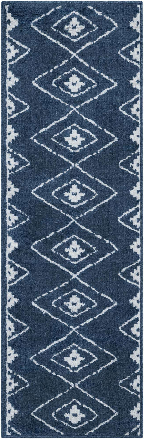 Blue 2' x 6' 1 Norge Runner Area Rug 100% Polypropylene Easy Clean Non Shed Stain Resistant Modern Carpet for Home Interior Design for Sale at Rug Engine