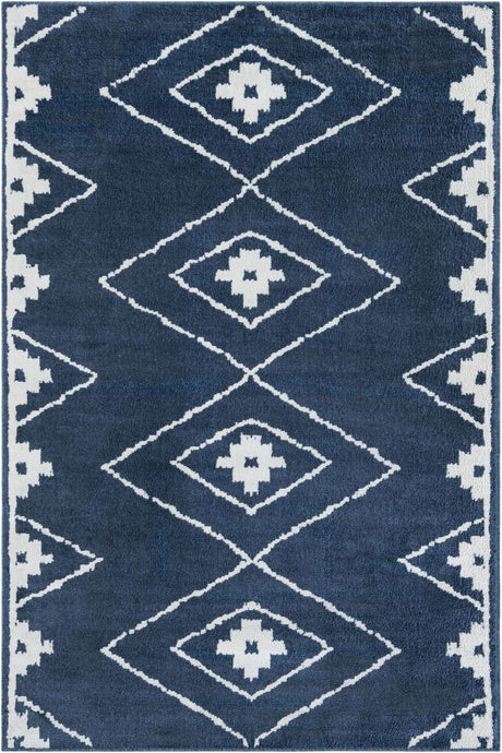 Blue 6' 1 x 9' Norge Rectangle Area Rug 100% Polypropylene Easy Clean Non Shed Stain Resistant Modern Carpet for Home Interior Design for Sale at Rug Engine