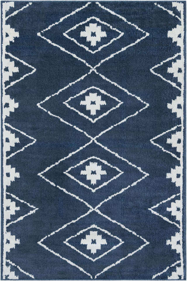 Blue 6' 1 x 9' Norge Rectangle Area Rug 100% Polypropylene Easy Clean Non Shed Stain Resistant Modern Carpet for Home Interior Design for Sale at Rug Engine