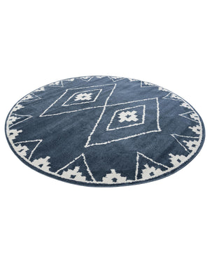 Blue 7' 10 x 7' 10 Norge Round Area Rug 100% Polypropylene Easy Clean Non Shed Stain Resistant Modern Carpet for Home Interior Design for Sale at Rug Engine