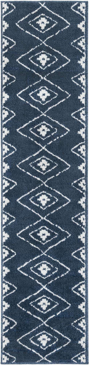 Blue 2' x 8' Norge Runner Area Rug 100% Polypropylene Easy Clean Non Shed Stain Resistant Modern Carpet for Home Interior Design for Sale at Rug Engine